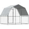 Dog Cages 2 pcs with Roof and Door Silver Galvanized Steel