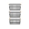 Oceanstar Metal Wire Organizer Bin Basket with Handles;  Set of 3;  Black