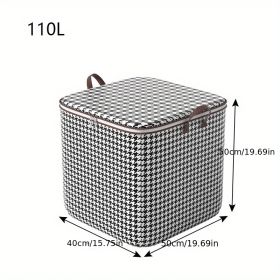 1pc Clothes Storage Bag; Foldable Fabric Storage Bag; Large Capacity Waterproof Moisture-proof Cotton Quilt Storage Bag; Home Organization And Storage (Color: Houndstooth)