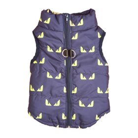 .Cartoon Cardigan Waistcoat with Zipper Tractive Hole for Dogs (Type: BlueevilM)