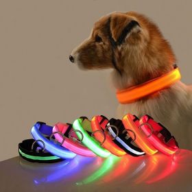 Glow-In-The-Dark Pet Collar For Dog & Cat; LED Dog Collar For Night Walking; USB charging (Color: Red, size: l)