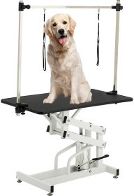 43 Inch Adjustable Heavy Type Hydraulic Pet Dog Grooming Table Upgraded Professional Drying Table Heavy Duty Frame with Adjustable Arm and Noose (Color: as Pic)