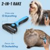 Pet Grooming Brush and Metal Comb Combo, Cat Brush Dog Brush for Shedding