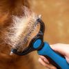 Pet Grooming Brush and Metal Comb Combo, Cat Brush Dog Brush for Shedding